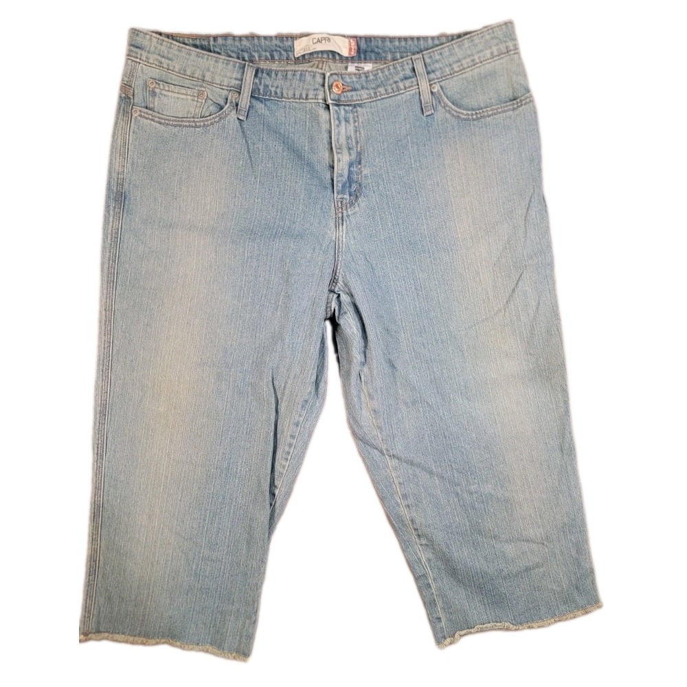 Levis Womens 22 515 Capri Denim Jeans Y2K 2006 Light Wash Raw Hem